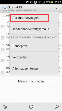 email instellen android account toevoegen