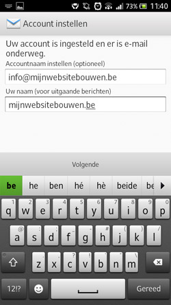 email instellen op android account ingesteld