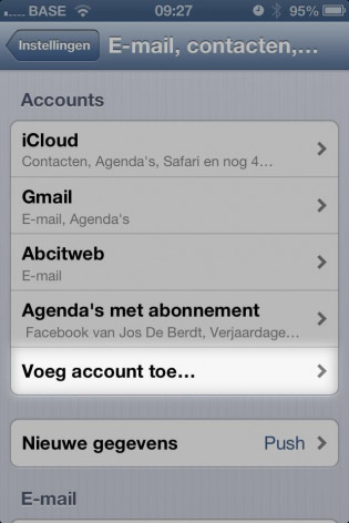 email instellen iphone account toevoegen