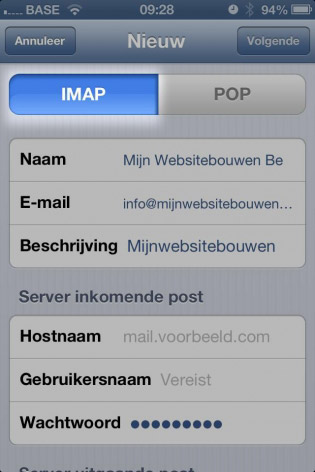 email instellen iphone imap