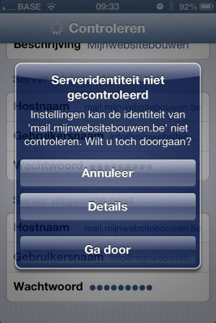 email instellen iphone serveridentiteit
