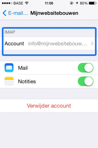 email instellen iphone ingesteld account