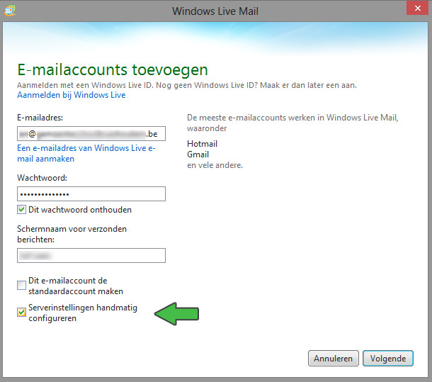email instellen windows live account toevoegen