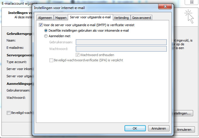 email instellen outlook instellingen