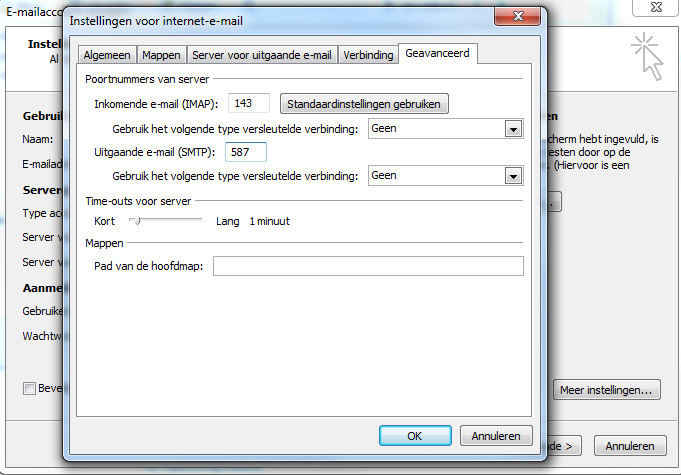 email instellen outlook uitgaande email